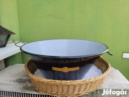 Régi, jelzett zománcos vasfüles dézsa