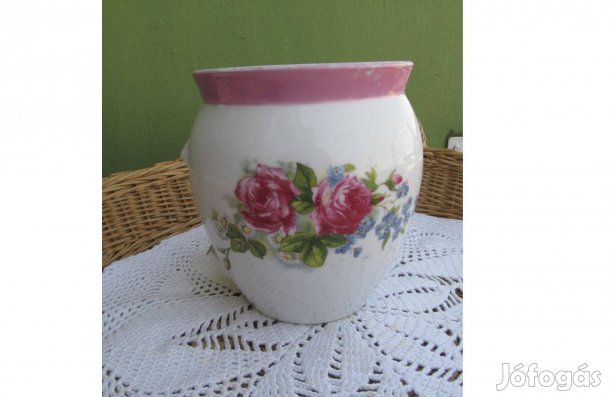 Régi, porcelán, rózsamintás csupor