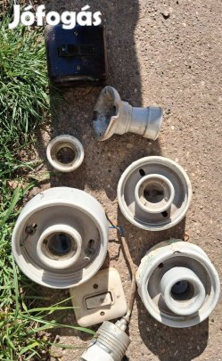 Régi, porcelán égőfoglalatok, csengő, kapcsoló