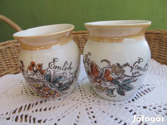 Régi, porcelán hasas bögre pár madaras mintával