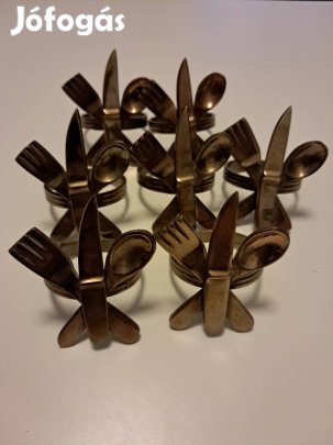 Régi, réz,szalvéta vagy törlő kendő tartó karika asztal terítéken 