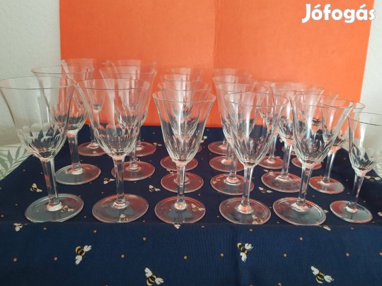 Régi, szép, vékony Poharak eladók egyben, 39 db 2-féle, 5 méretben