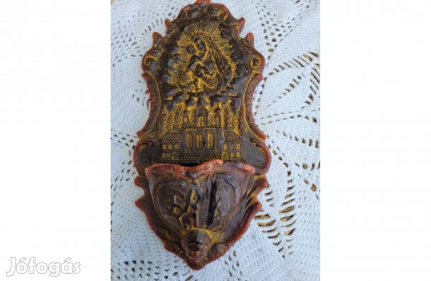 Régi, viaszból készült szentelt víz tartó