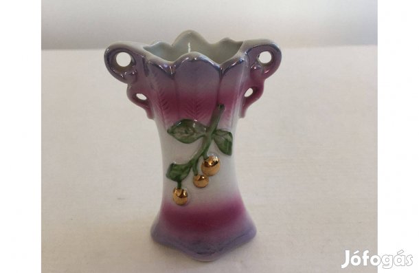 Régi, vintage, Bavaria aranyozott mini porcelán váza, ibolyaváza