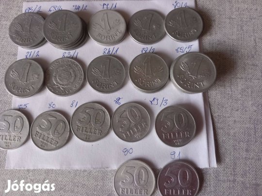 Régi alumínium 50 fillér ill. 1 forint 10db/csomag