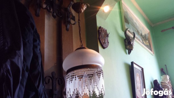 Régi antik aranyszínű kristály függőlámpa mennyezeti csillár lámpa