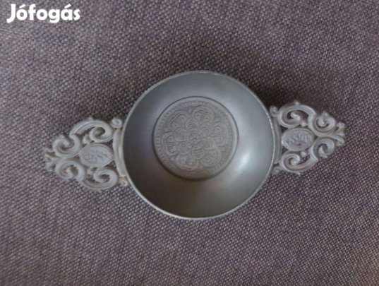 Régi antik ón borkóstoló tálka sommelier