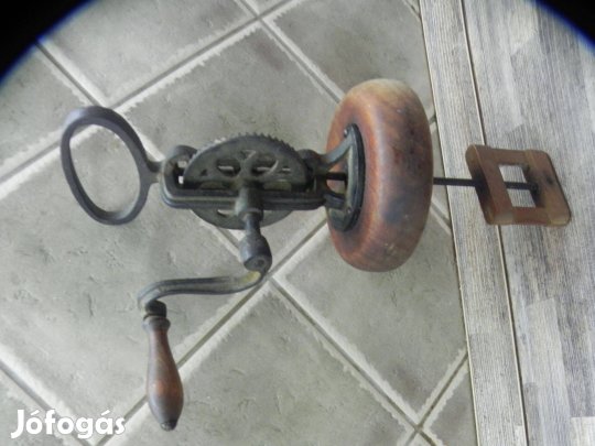 Régi antik vajköpülő öntvény + fa 100éves padláson fellelt