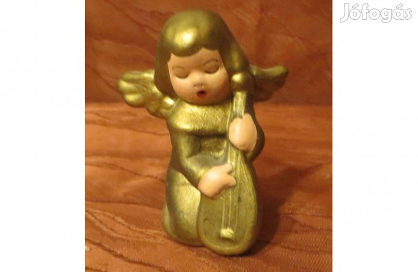 Régi arany színű kerámia angyal 7 cm