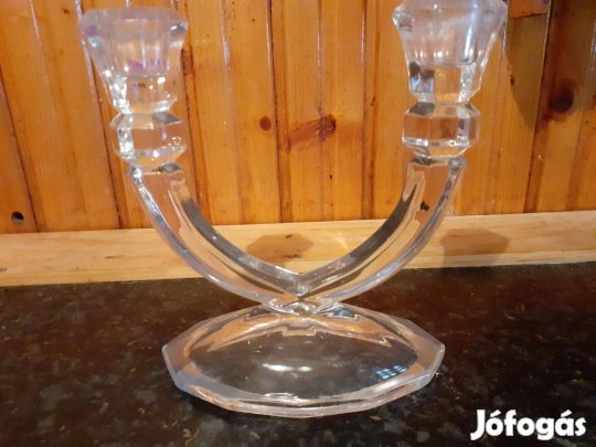 Régi art deco üveg gyertya tartó kettes