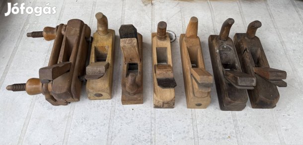 Régi asztali kézi gyaluk, kézi falc és síkgyalu
