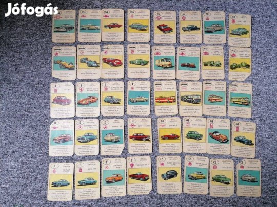 Régi autóskártya csomag, lapok