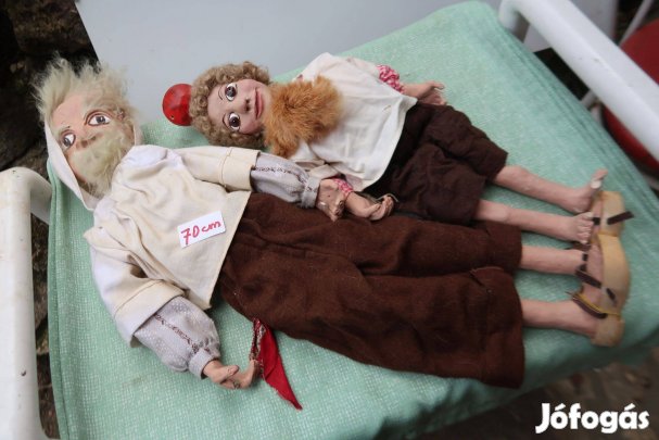 Régi bábuk tell vilmos almával két figura 70 cm egyben
