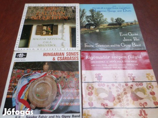 Régi bakelit lemez magyar nóta cigányzene gyűjtemény 4 db
