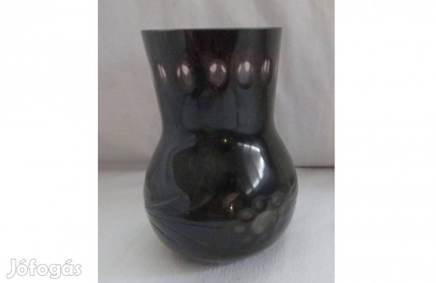 Régi bordó, csiszolt üvegváza ibolyaváza