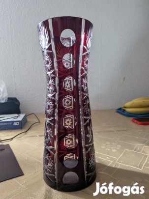 Régi bordó kristály váza 29cm