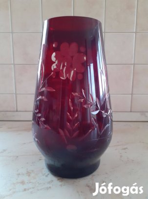 Régi bordó új állapotú csiszolt üvegváza