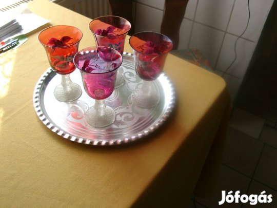 Régi borospohár, festett