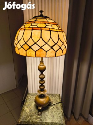 Régi bronz asztali lámpa Tiffany típusú burával