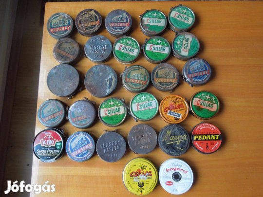 Régi cipőpasztás fém dobozok