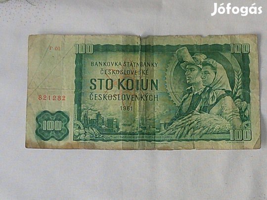 Régi csehszlovák 100 korona, papírpénz ( 1961 )