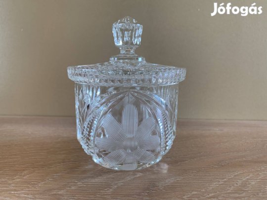 Régi csiszolt kristály cukortartó
