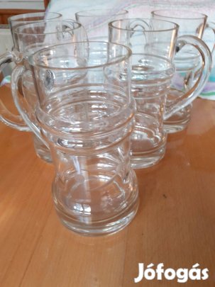 Régi csiszolt mintás üveg sörös korsó darabra is kérhető