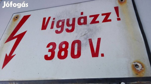 Régi eredeti retro Zománc tábla szép db "Vigyázz 380 volt !"