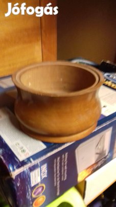 Régi esztergált fa tál tároló átm kb 16cm hibátlan