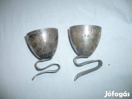 Régi ezüstözött csiptetős fém pohár 2db
