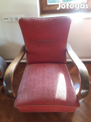 Régi fa karfás rugós fotel