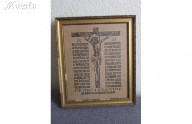Régi fa keretes Jézust ábrázoló kép
