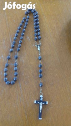 Régi fa rózsafüzér nagy fém korpusz 5cm-es