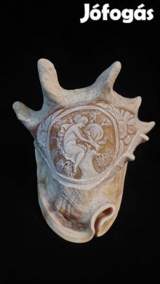 Régi faragott kagyló , akár hangulatlámpa , szép darab