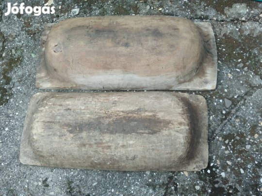 Régi fateknő fa teknő 2db dekorációnak virágládának
