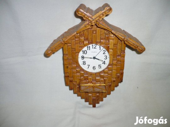 Régi fatokos falióra ébresztőóra felhúzós ruhla szerkezettel