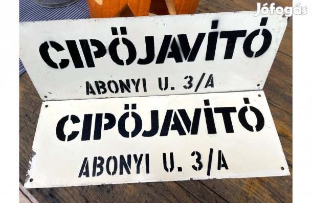 Régi fém cégér reklám tábla cipész reklámtábla Cipőjavító