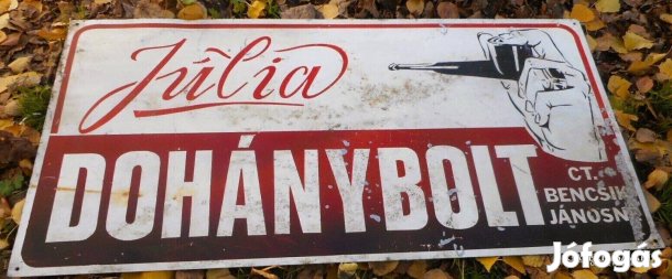 Régi festett dohánybolt cégtábla (alumínium, 80 x 40 cm)