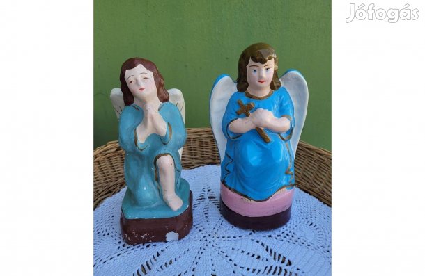 Régi festett gipsz angyal pár