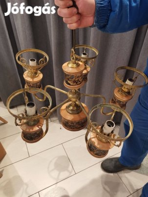 Régi festett porcelán csillár, mennyezeti lámpa