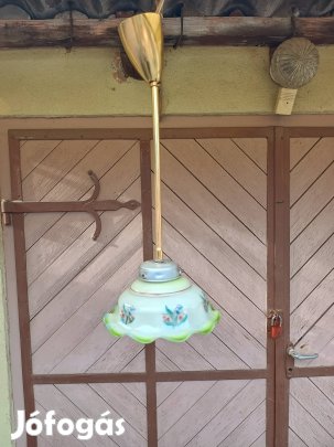 Régi festett üveg mennyezeti lámpa 