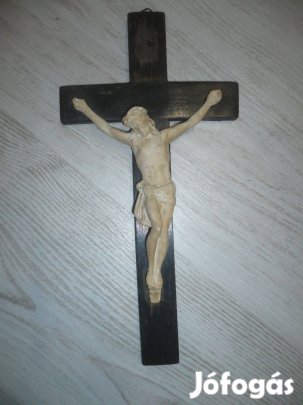 Régi feszület kereszt gipsz korpusszal