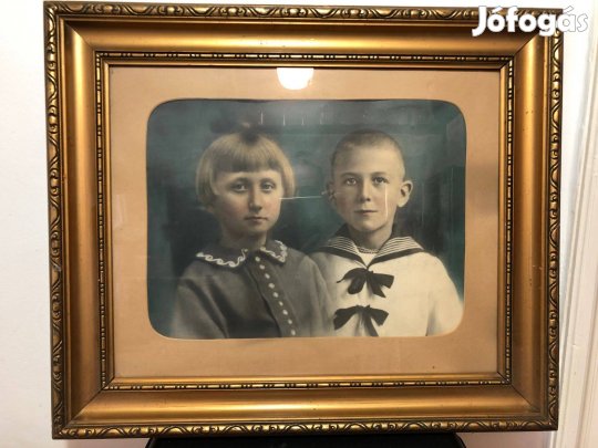 Régi fotókeret képkeret kb. 40 x 50 cm-es képnek üveggel