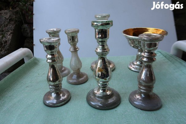 Régi fújt űveg gyertyatartók