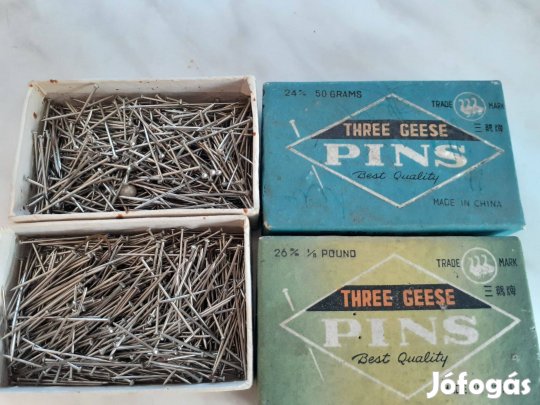 Régi gombostű és un. párizsi kapocs eredeti dobozába 3 doboz egybe