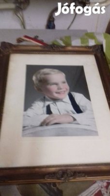 Régi gyerek kép keretezve 35x40cm