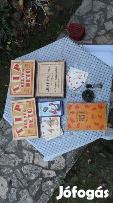 Régi gyerekjáték papirrégiségek,kártyák,puzzle