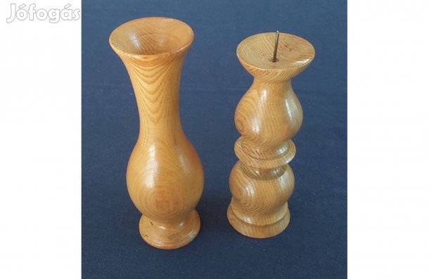 Régi gyertyatartó és kézműves díszváza (1960 -1970-es évek)