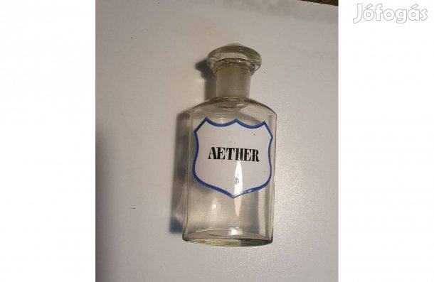 Régi gyógyszertári éteres űveg csiszolt dugóval