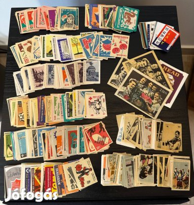 Régi gyufacimke - gyűjtemény dobozban - retró, gyűjtői darab